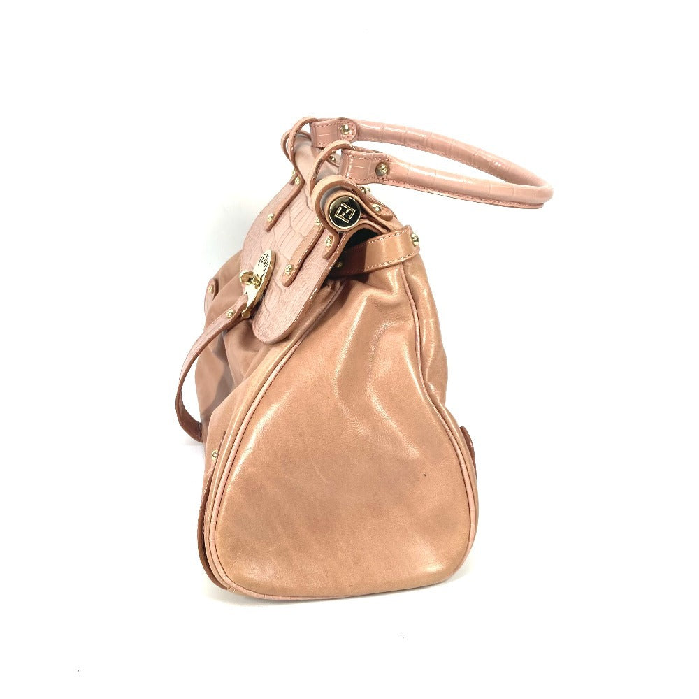 FENDI Tote Bag leather pink Turn lock Women Used Authentic