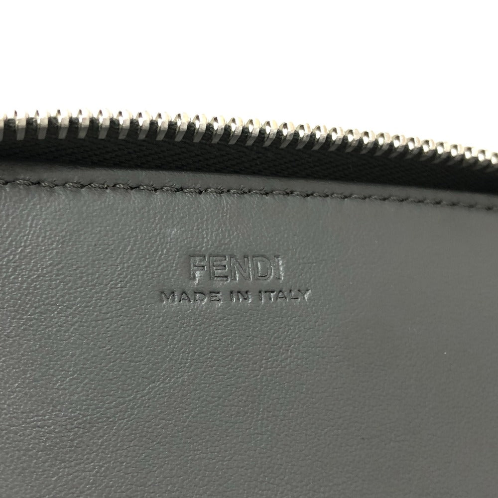 FENDI Long Wallet Purse 7M0276 leather gray Zucca Pattern Travel Wallet