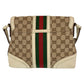 GUCCI Shoulder Bag GG canvas Beige Gold Metal Crossbody Shoulder Bag Pochette Sherry line Women Used Authentic