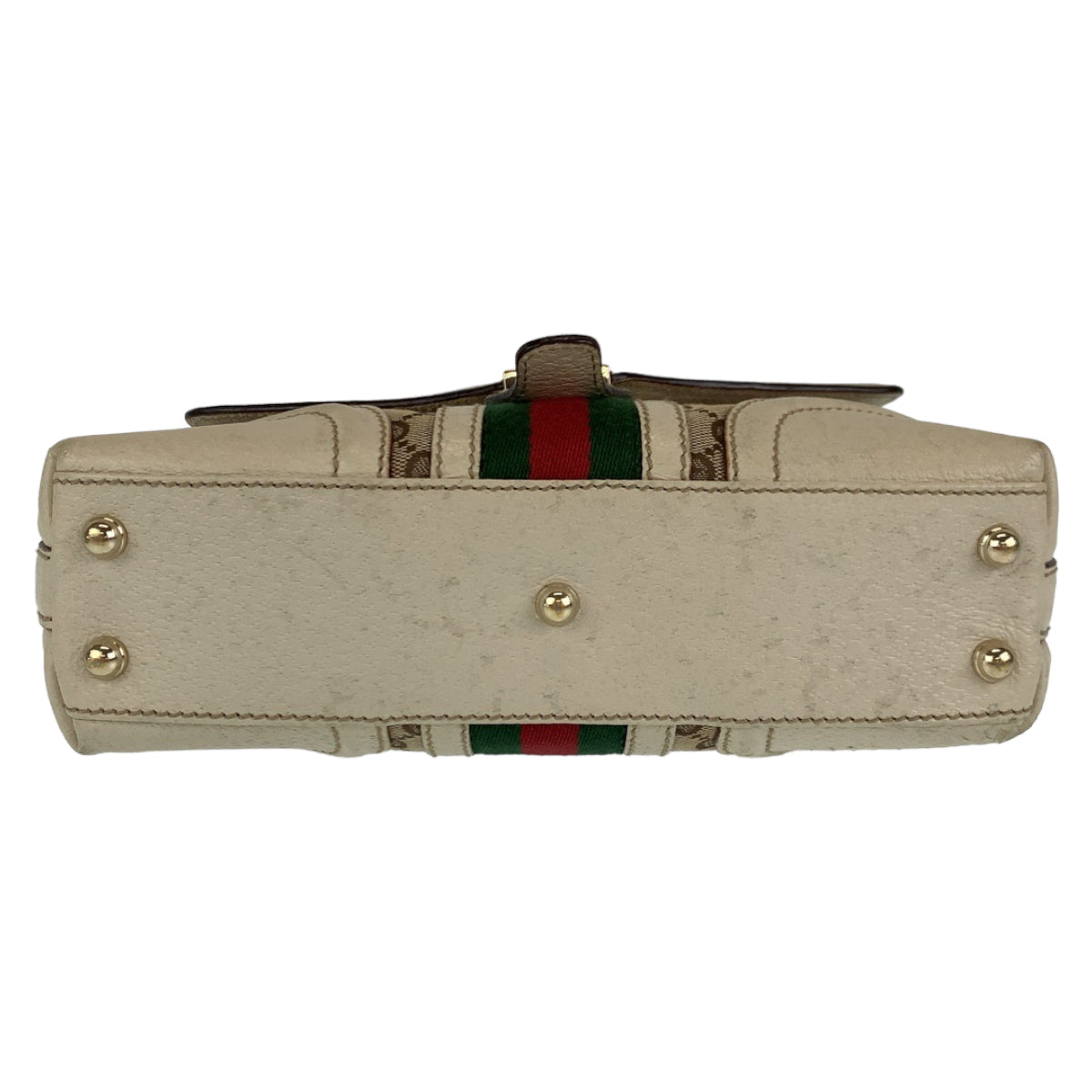 GUCCI Shoulder Bag GG canvas Beige Gold Metal Crossbody Shoulder Bag Pochette Sherry line Women Used Authentic