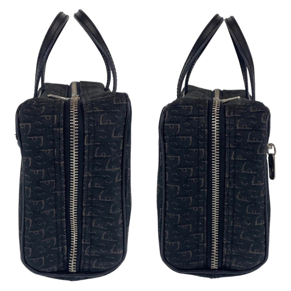 Dior Handbag MC0053 Canvas, Leather Black Silver Metal Handbag vanity bag Trotter Oblique Street chic Women Used Authentic