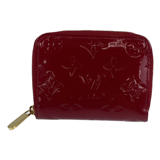 LOUIS VUITTON Coin case M93608 enamel Red Coin case compact wallet Monogram Vernis Zip around purse Women Used Authentic