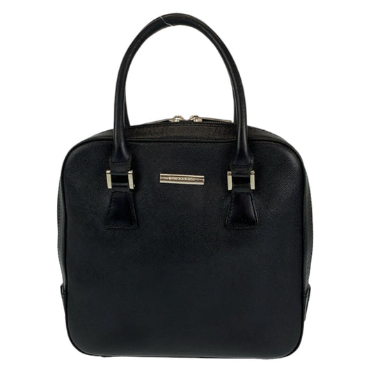BURBERRY Handbag leather Black SilverMetal Handbag Tote Bag Medium Check Pattern Women Used Authentic