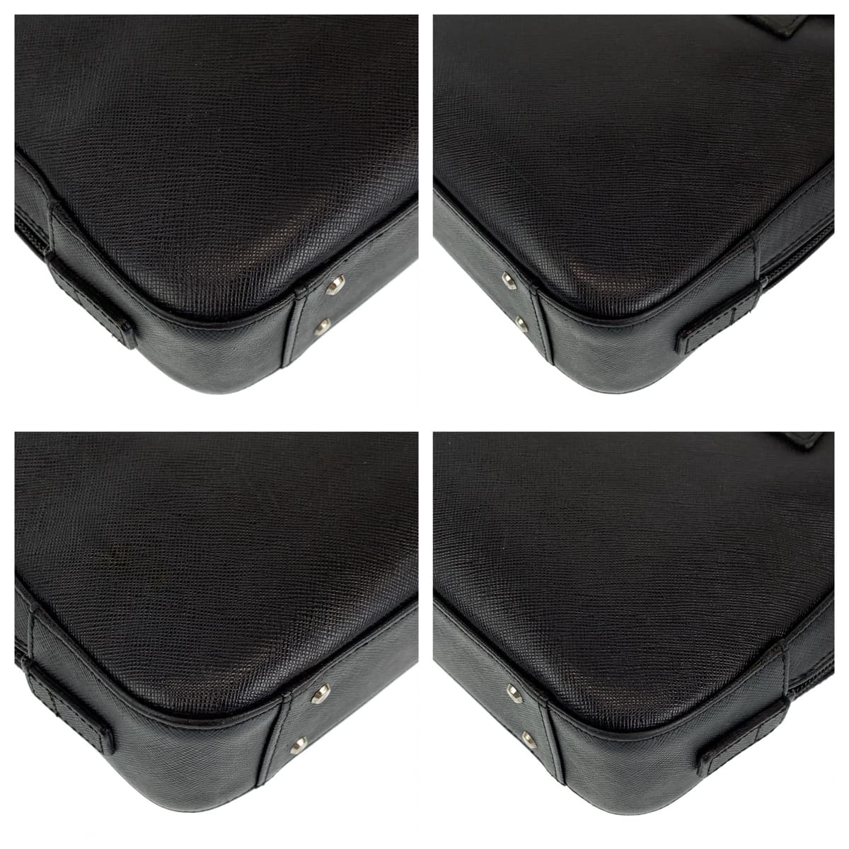BURBERRY Handbag leather Black SilverMetal Handbag Tote Bag Medium Check Pattern Women Used Authentic