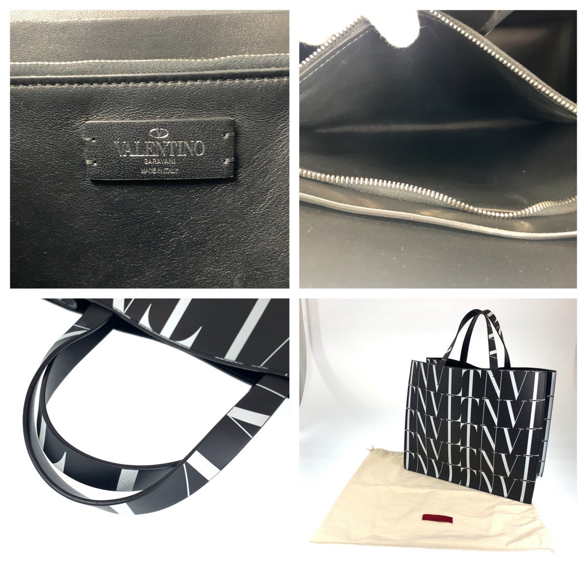 VALENTINO Tote Bag WY2B0963 Calfskin black black white VLTN