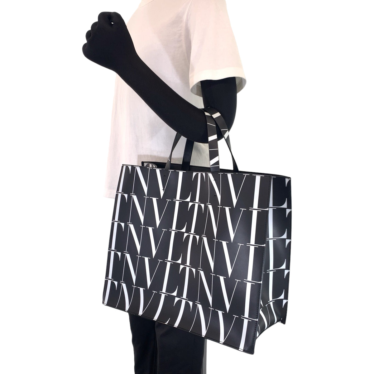 VALENTINO Tote Bag WY2B0963 Calfskin black black white VLTN