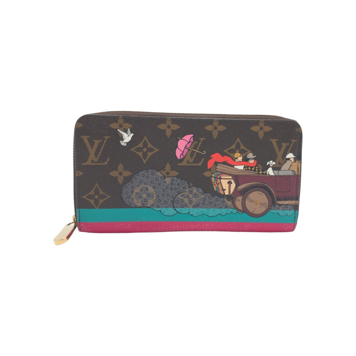 LOUIS VUITTON Long Wallet Purse M61360 PVC Brown Multicolor Gold Metal Long Wallet Purse Zip Around Monogram Evasion Zippy wallet Women Used Authentic