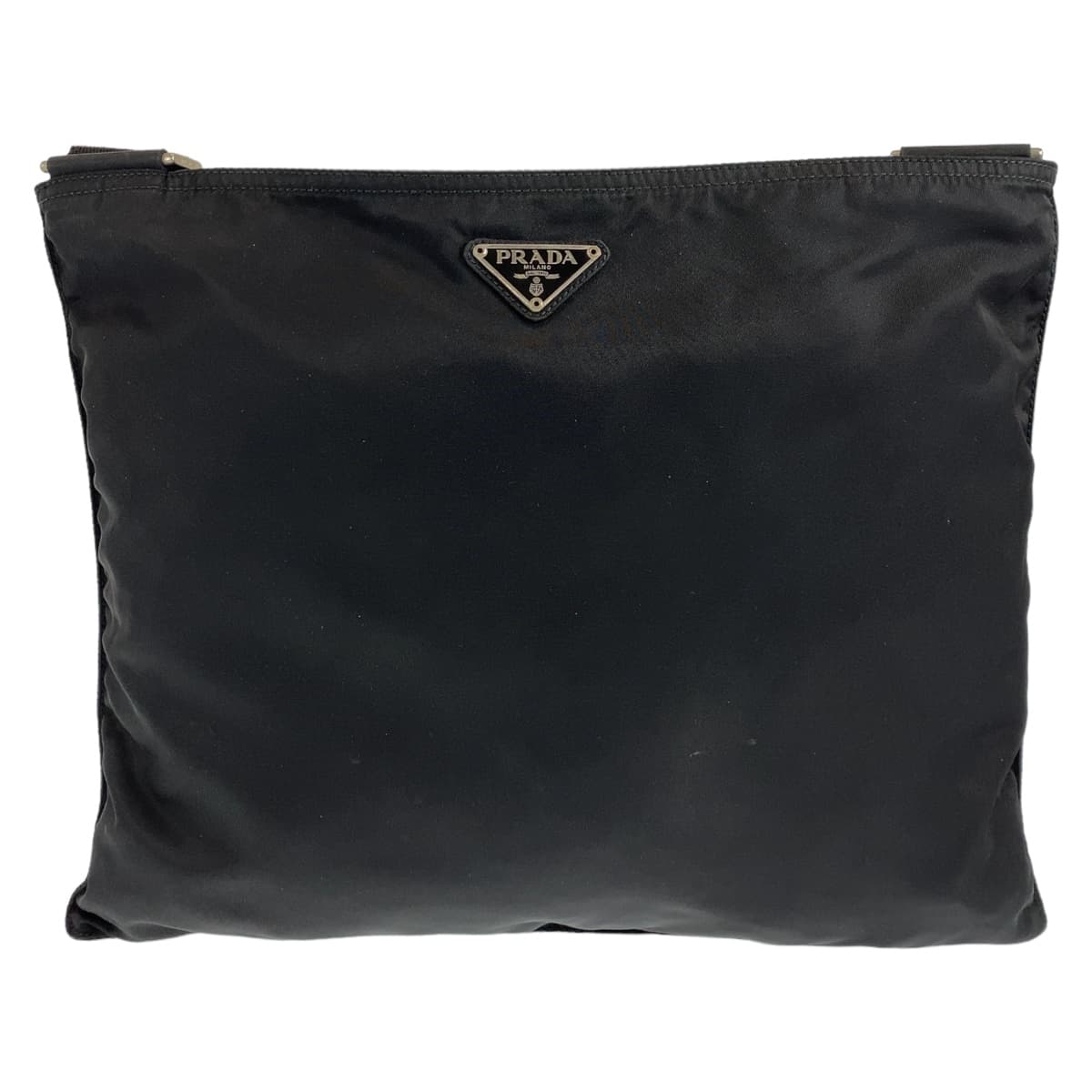 PRADA Shoulder Bag Nylon Black SilverMetal Crossbody Shoulder Bag Sacoche Test Triangle With logo mens Used Authentic