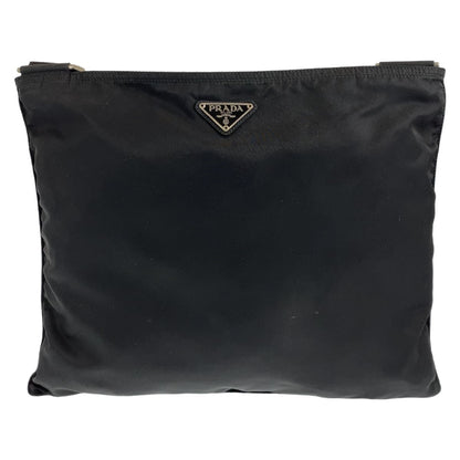PRADA Shoulder Bag Nylon Black SilverMetal Crossbody Shoulder Bag Sacoche Test Triangle With logo mens Used Authentic
