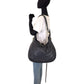 GUCCI Shoulder Bag 232931 leather Black Gold Metal Embossed Leather Shoulder Bag G Wave Hobo Women Used Authentic