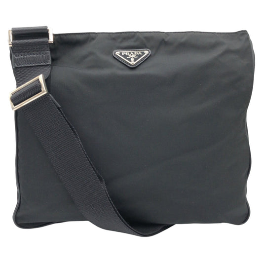 PRADA Shoulder Bag Nylon black Shoulder back pochette Test Triangular logo mens Used Authentic