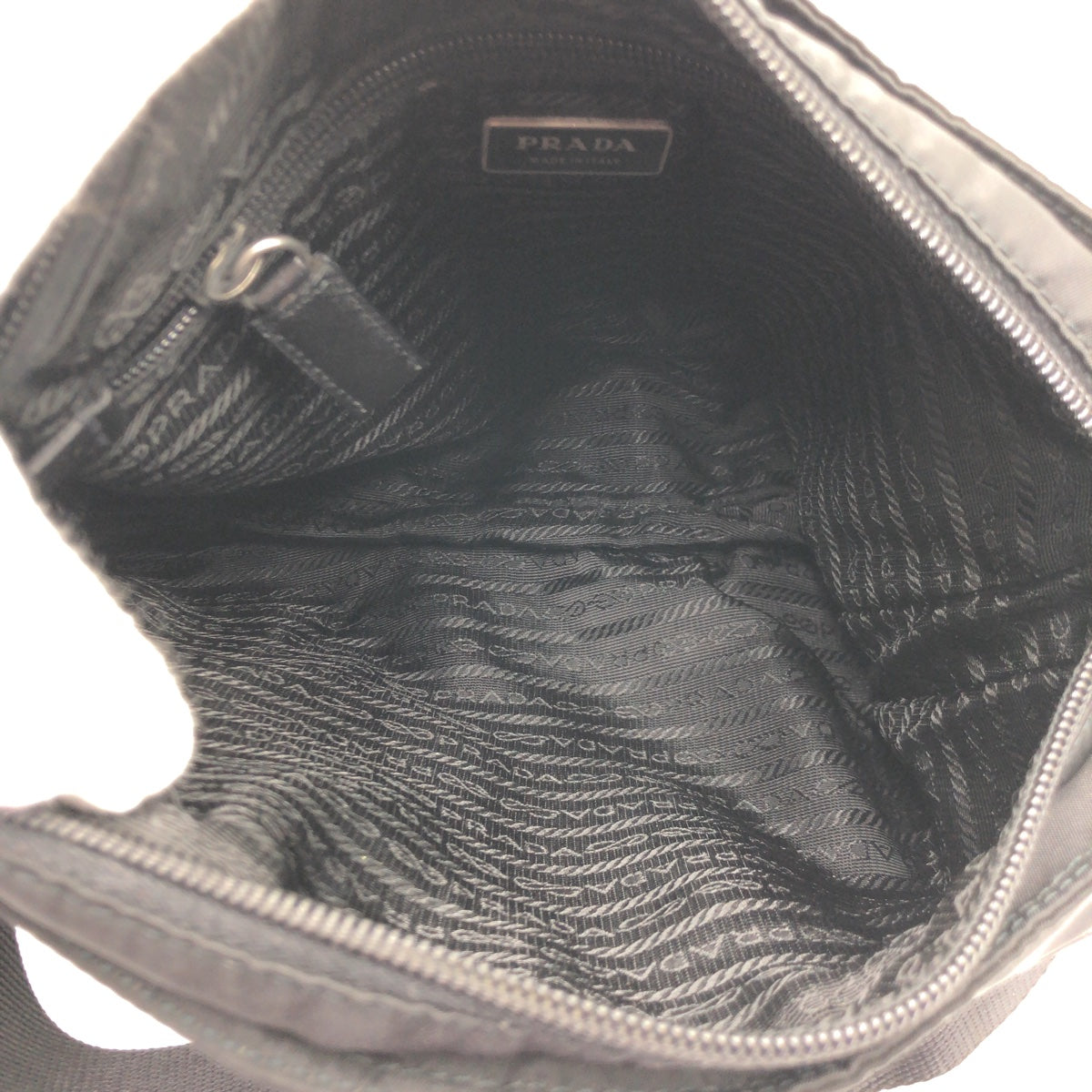 PRADA Shoulder Bag Nylon black Shoulder back pochette Test Triangular logo mens Used Authentic