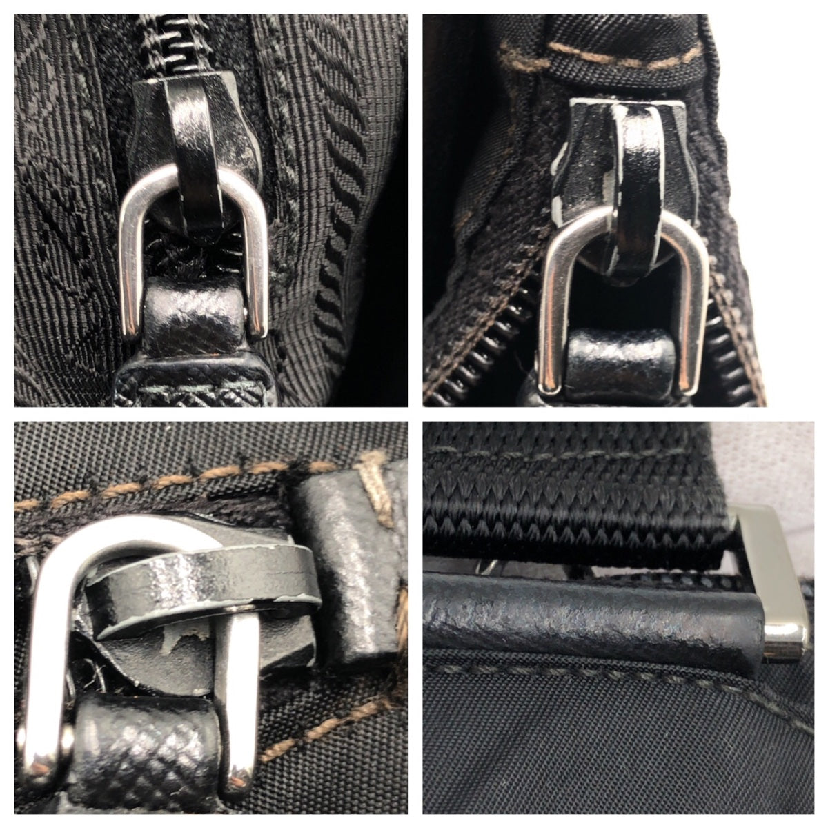 PRADA Shoulder Bag Nylon Black SilverMetal Crossbody Shoulder Bag Pochette Test Triangular logo mens Used Authentic