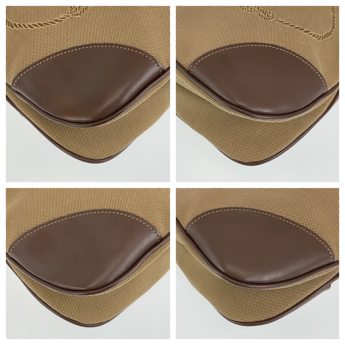 PRADA Shoulder Bag canvas Beige brown Shoulder Bag Crossbody Pochette Unisex Logo jacquard Women Used Authentic