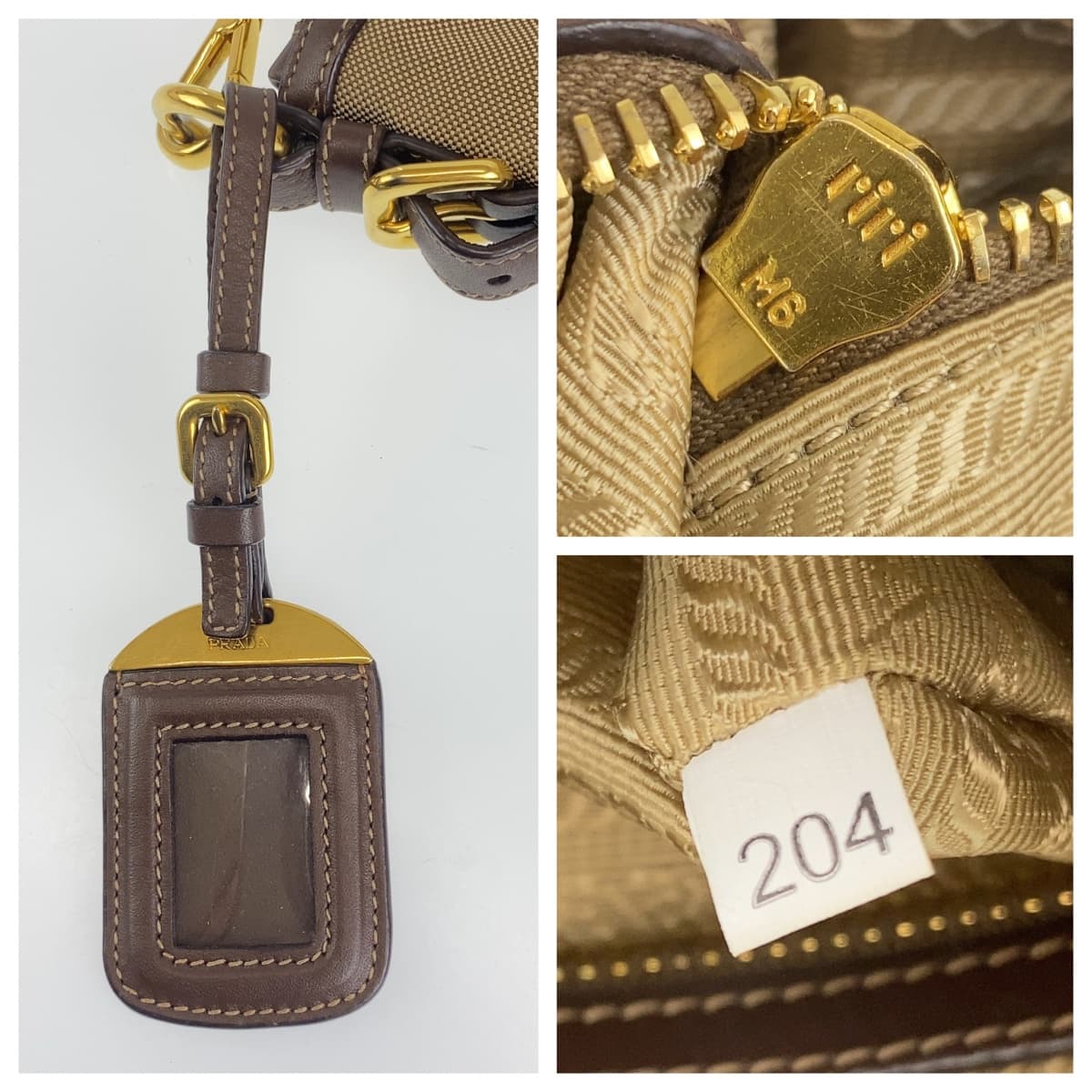 PRADA Shoulder Bag canvas Beige brown Shoulder Bag Crossbody Pochette Unisex Logo jacquard Women Used Authentic