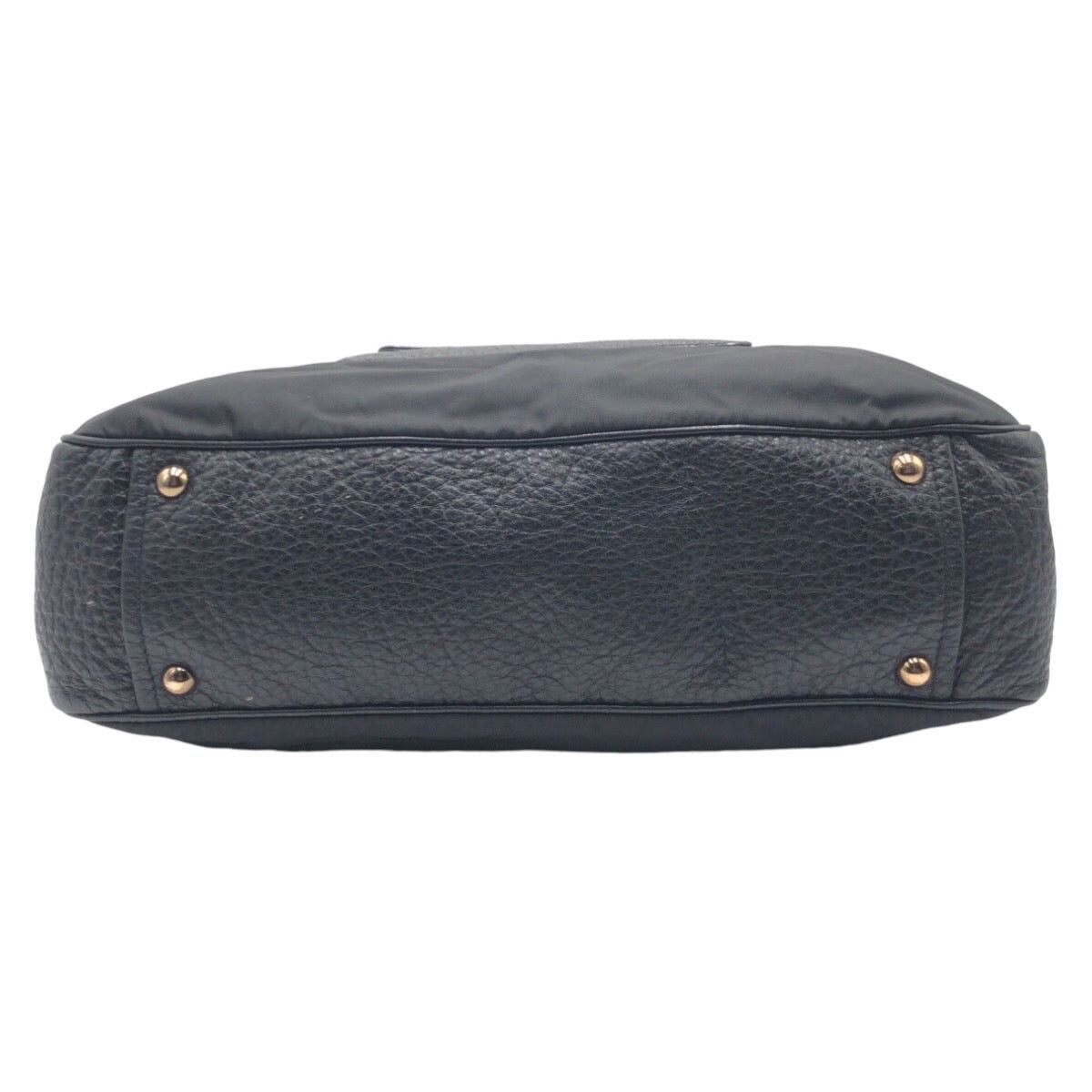 PRADA Shoulder Bag Nylon, Leather Black black Tote Bag Shoulder Bag Vitello Dino Tessuto Triangular logo Women Used Authentic