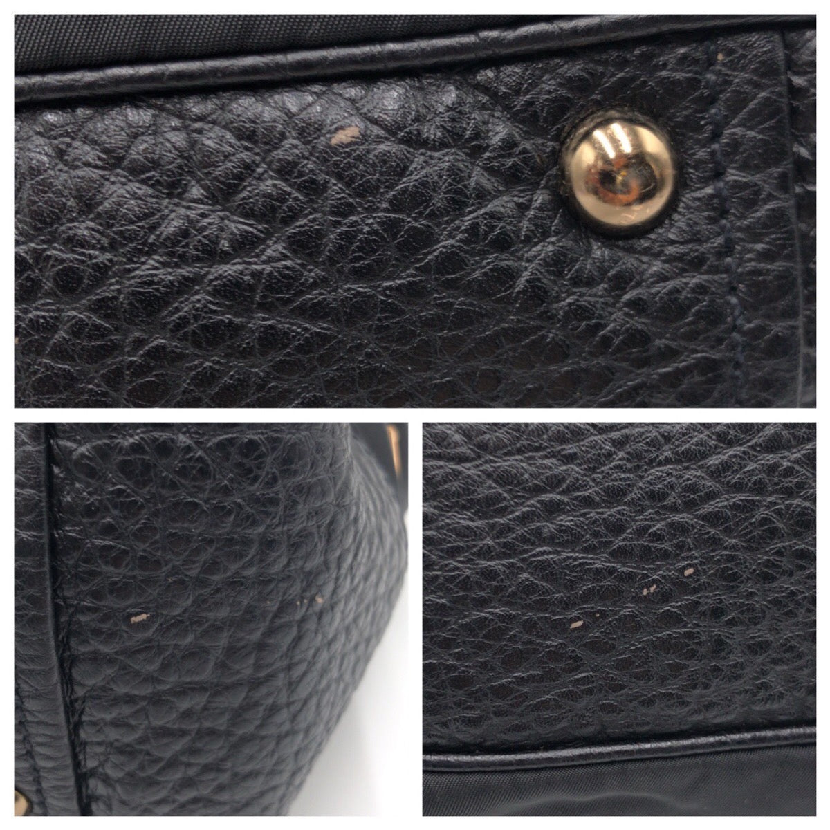 PRADA Shoulder Bag Nylon, Leather Black black Tote Bag Shoulder Bag Vitello Dino Tessuto Triangular logo Women Used Authentic
