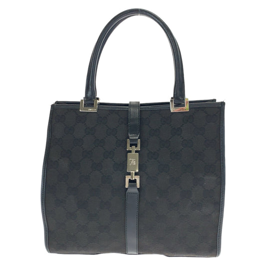 GUCCI Tote Bag 002 1065 GG canvas Black SilverMetal Tote Bag handbag Jackie Women Used Authentic