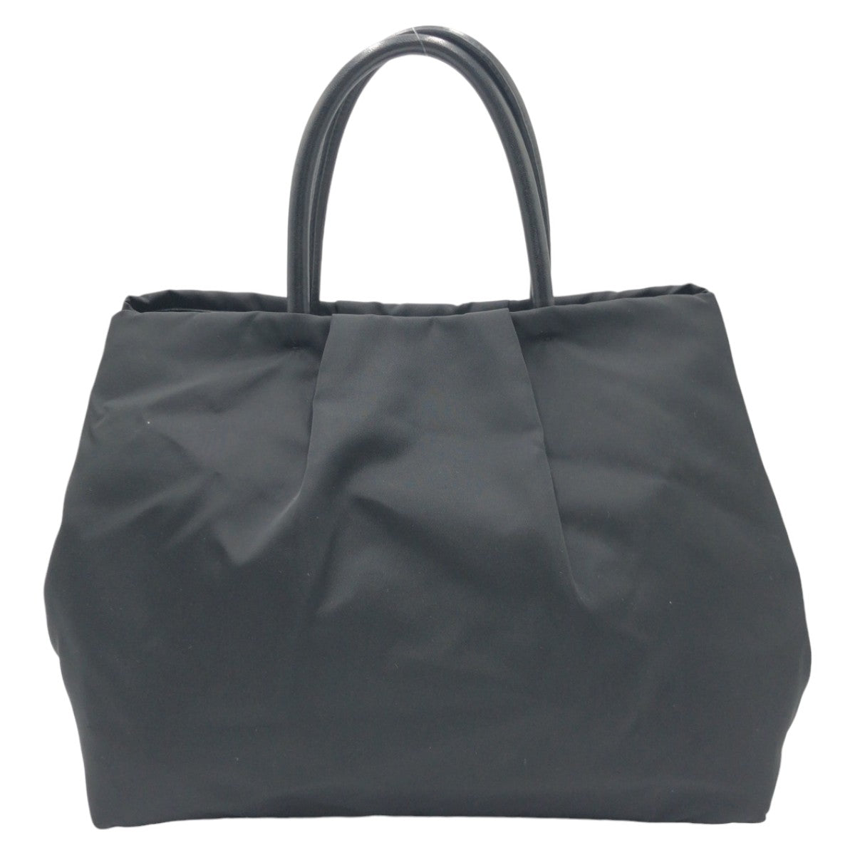 PRADA Tote Bag Nylon Black GoldMetal Tote Bag handbag Test Triangle Logo Ribbon Women Used Authentic
