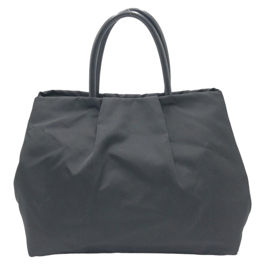 PRADA Tote Bag Nylon Black GoldMetal Tote Bag handbag Test Triangle Logo Ribbon Women Used Authentic