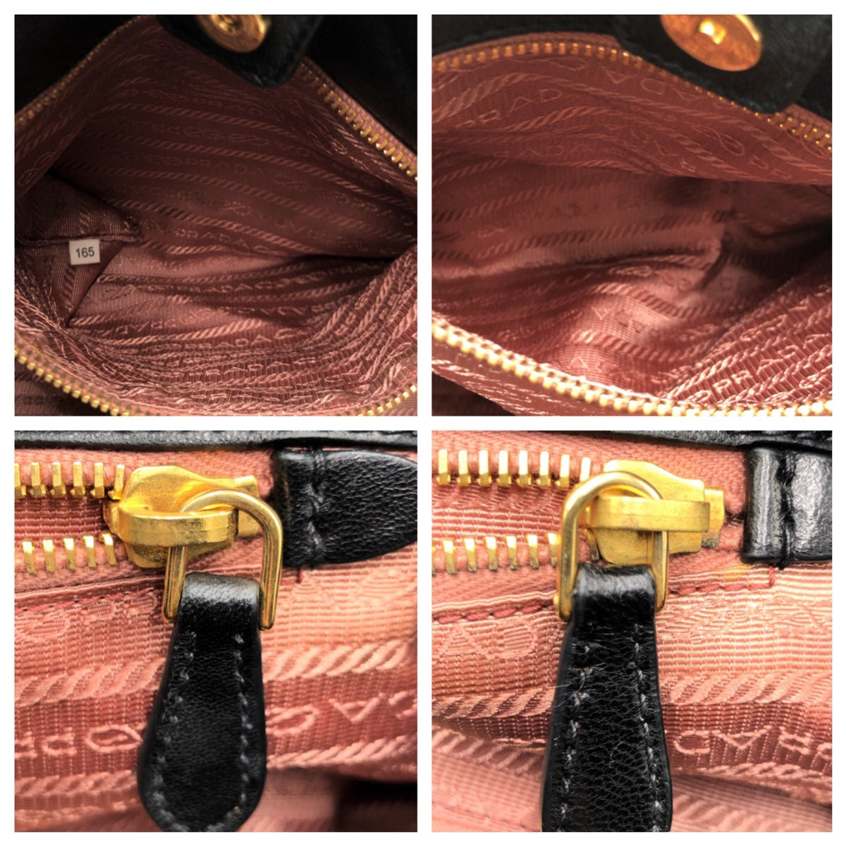 PRADA Tote Bag Nylon Black GoldMetal Tote Bag handbag Test Triangle Logo Ribbon Women Used Authentic