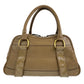 BURBERRY Handbag leather Khaki Brown Gold Metal Handbag Shoulder Bag Medium Check Pattern Women Used Authentic