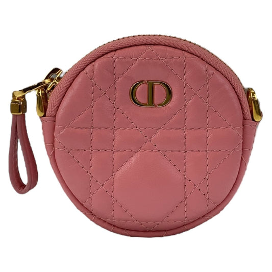 Dior Shoulder Bag leather Pink Gold Metal Shoulder Bag pouch Cannage Caro Women Used Authentic