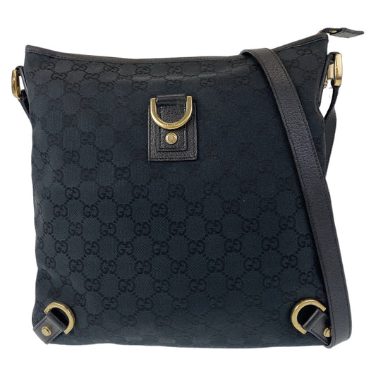 GUCCI Shoulder Bag 131326 GG canvas, leather Black GoldMetal Crossbody Shoulder Bag Messenger Bag Abbey Women Used Authentic