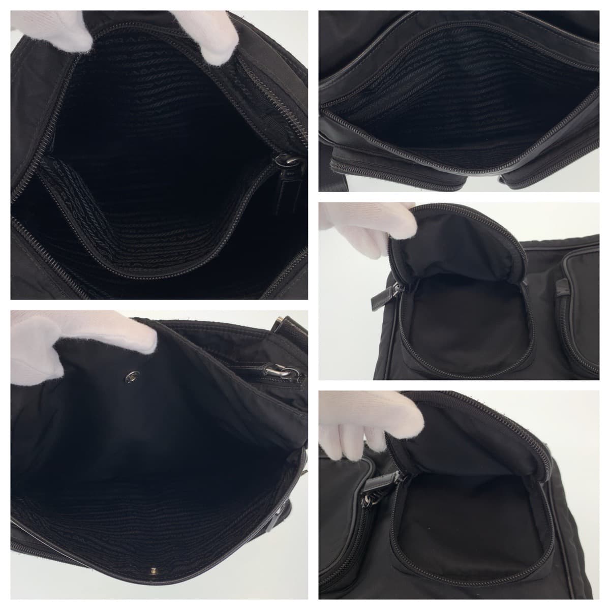 PRADA Shoulder Bag Nylon Black SilverMetal Shoulder Bag Messenger bag Test Triangular logo mens Used Authentic
