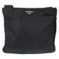 PRADA Shoulder Bag Nylon Black SilverMetal Shoulder Bag Messenger bag Test Triangular logo mens Used Authentic