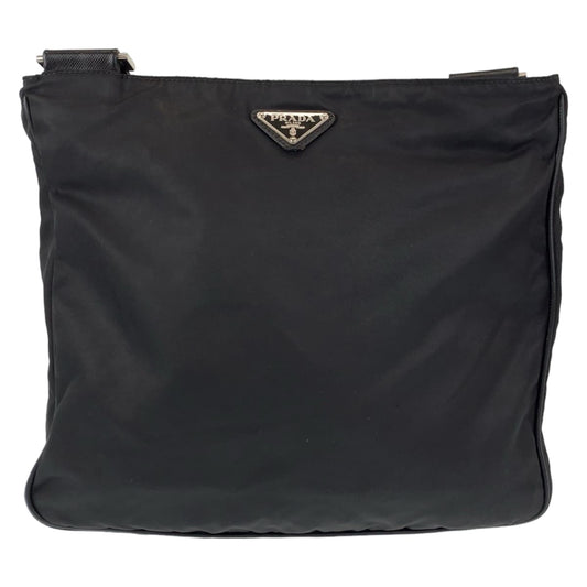 PRADA Shoulder Bag Nylon Black SilverMetal Shoulder Bag Messenger bag Test Triangular logo mens Used Authentic