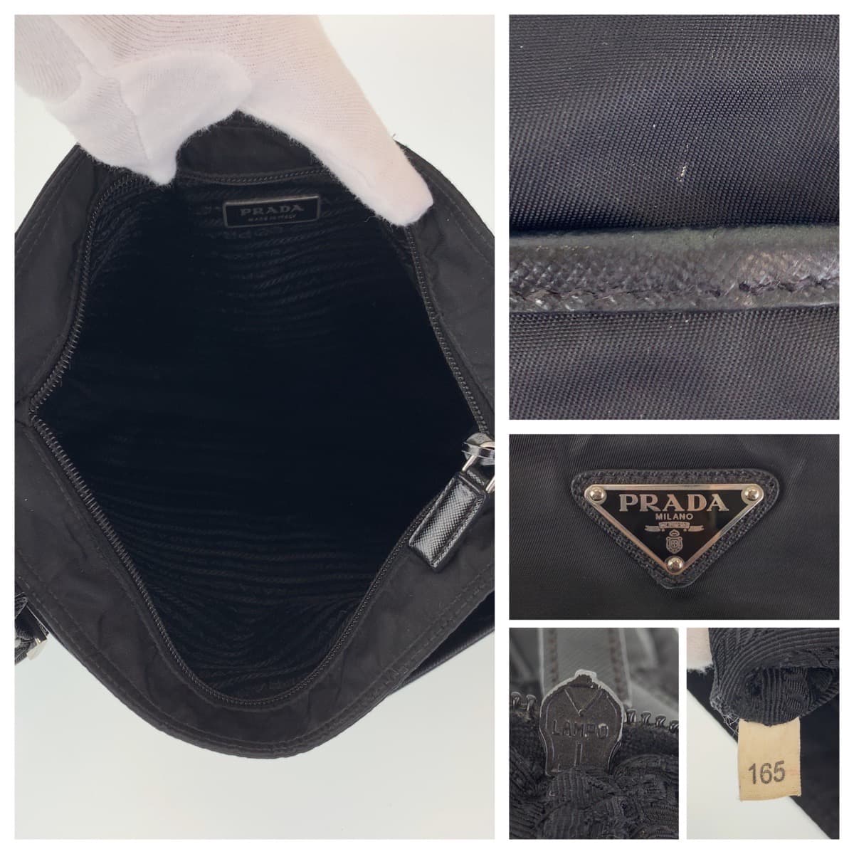 PRADA Shoulder Bag Nylon Black SilverMetal Shoulder Bag Messenger bag Test Triangular logo mens Used Authentic