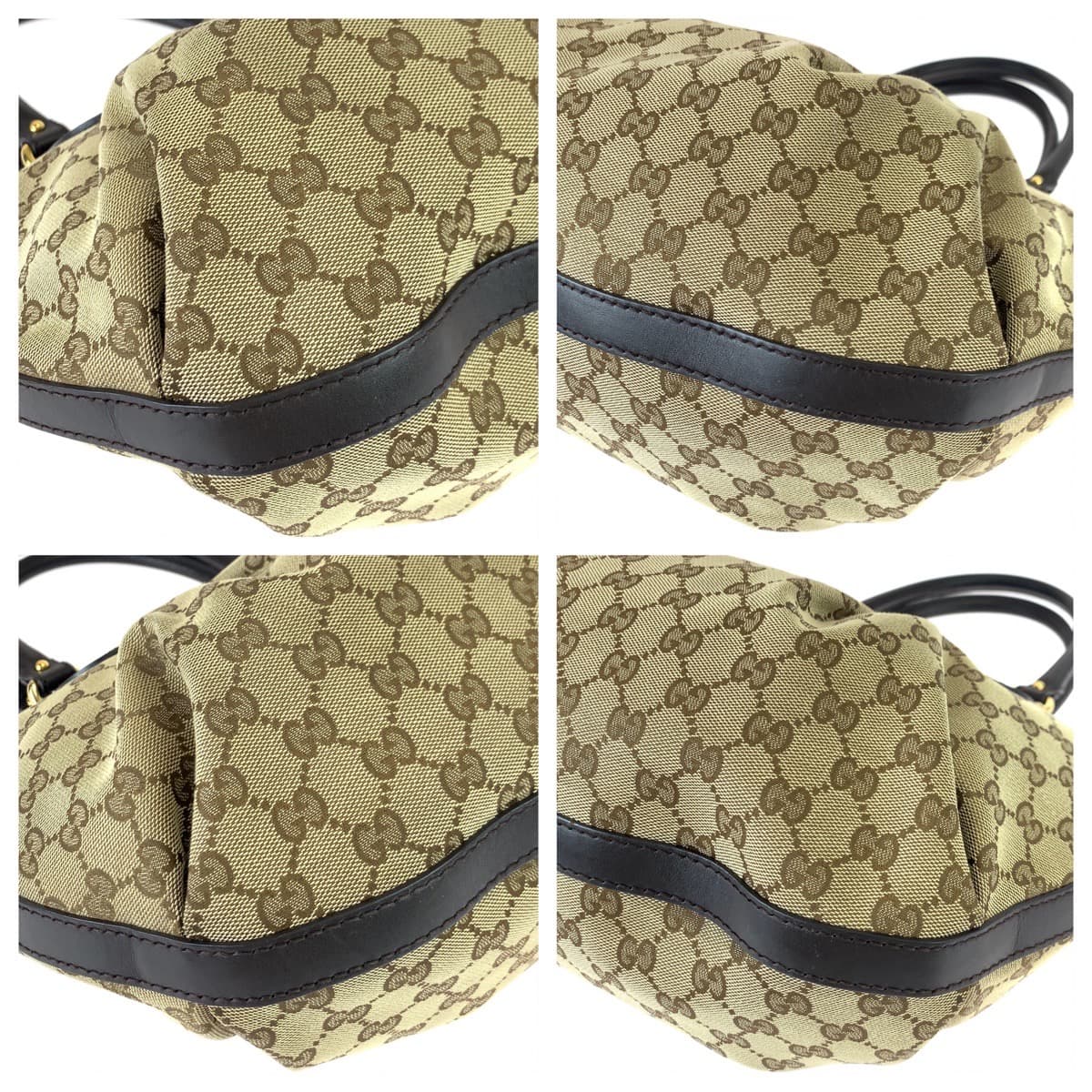 GUCCI Tote Bag 269953 GG canvas, leather Beige brown Tote Bag Shoulder Bag Women Used Authentic