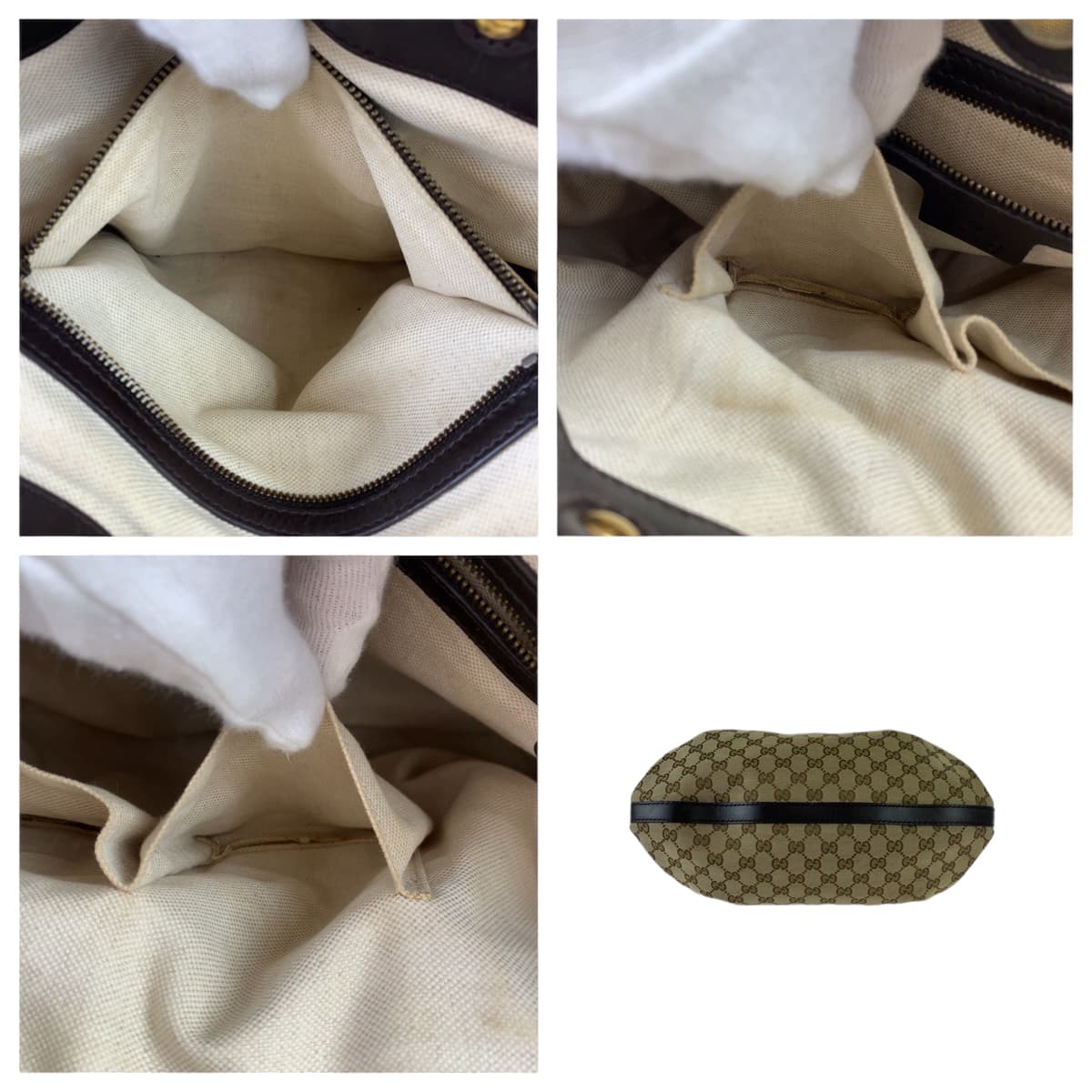 GUCCI Tote Bag 269953 GG canvas, leather Beige brown Tote Bag Shoulder Bag Women Used Authentic