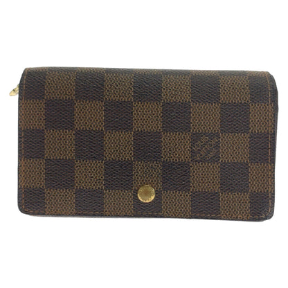 LOUIS VUITTON Bifold Wallet N61730 PVC Brown Gold Metal Folding wallet Compact wallet Damier L-Zip Portonet Bie Tresol Women Used Authentic