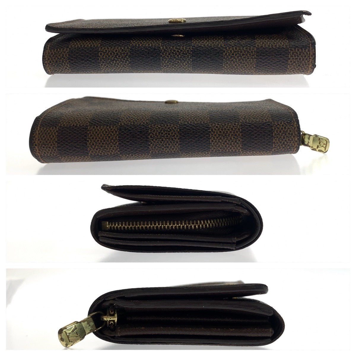 LOUIS VUITTON Bifold Wallet N61730 PVC Brown Gold Metal Folding wallet Compact wallet Damier L-Zip Portonet Bie Tresol Women Used Authentic