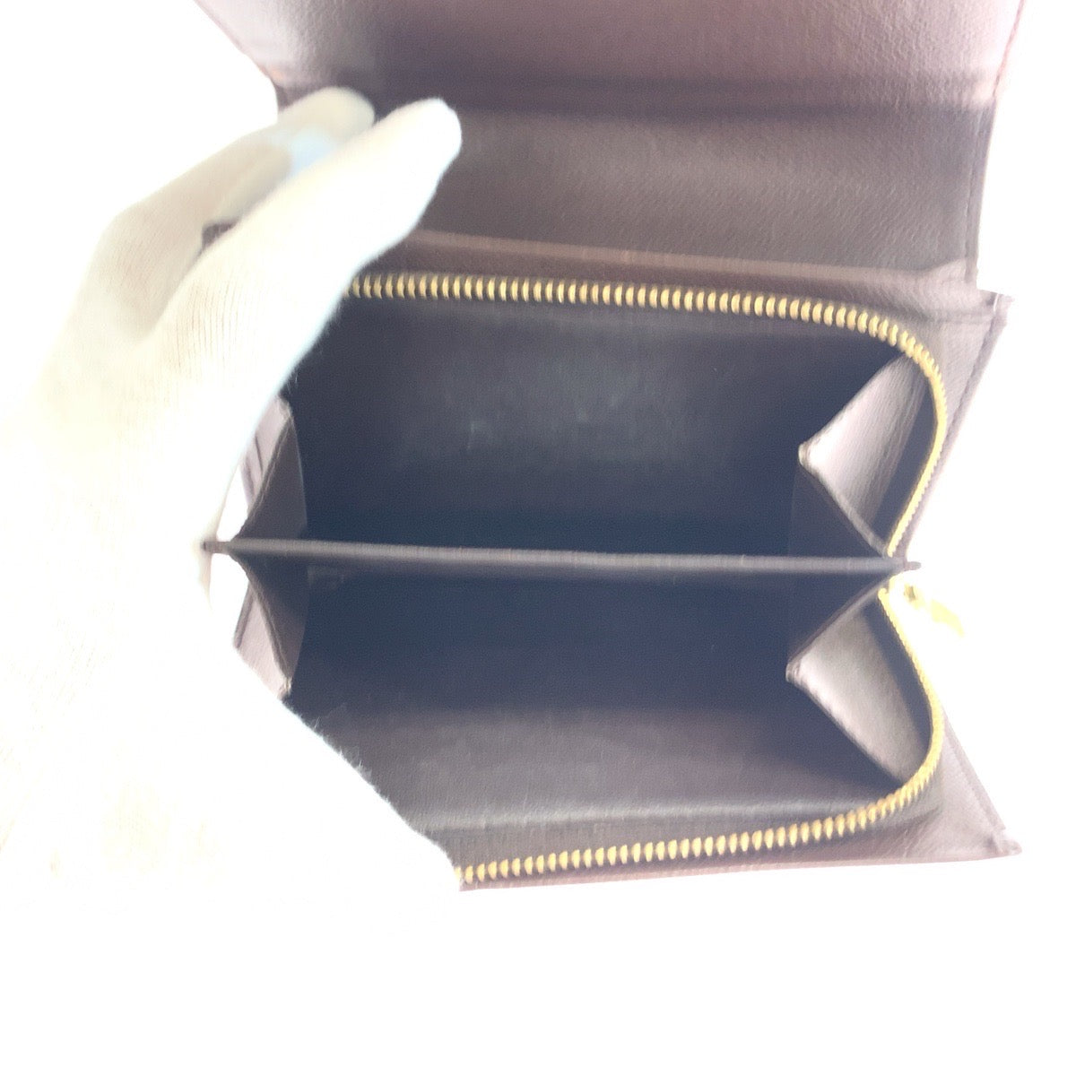 LOUIS VUITTON Bifold Wallet N61730 PVC Brown Gold Metal Folding wallet Compact wallet Damier L-Zip Portonet Bie Tresol Women Used Authentic