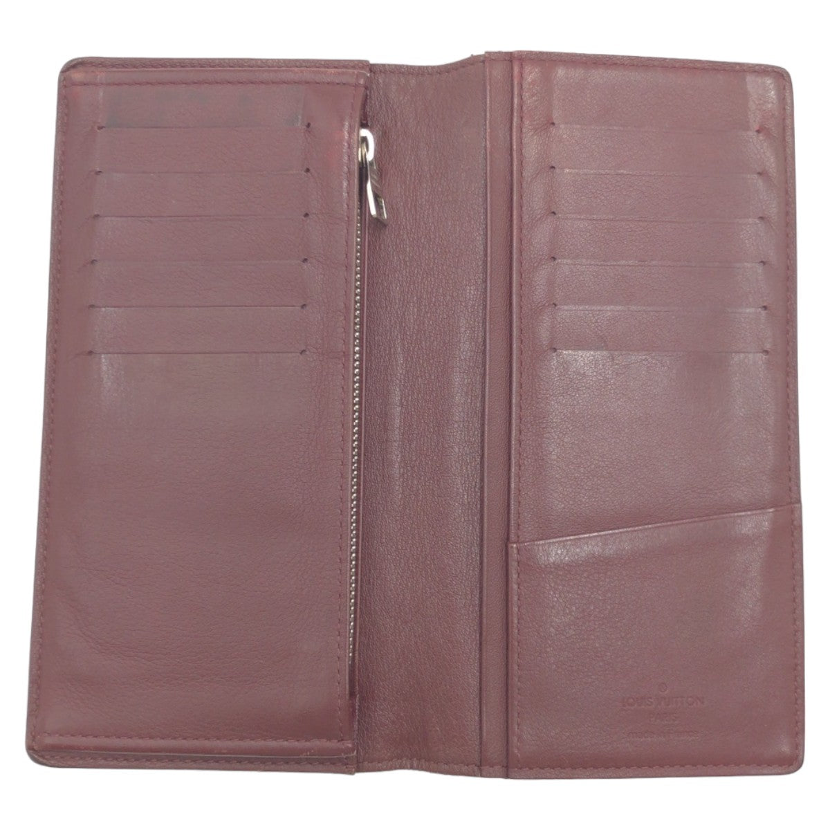 LOUIS VUITTON Long Wallet Purse M58202 leather Brown Silver Metal Long Wallet Purse Taurillon Clemence Portefeuille Braza mens Used Authentic