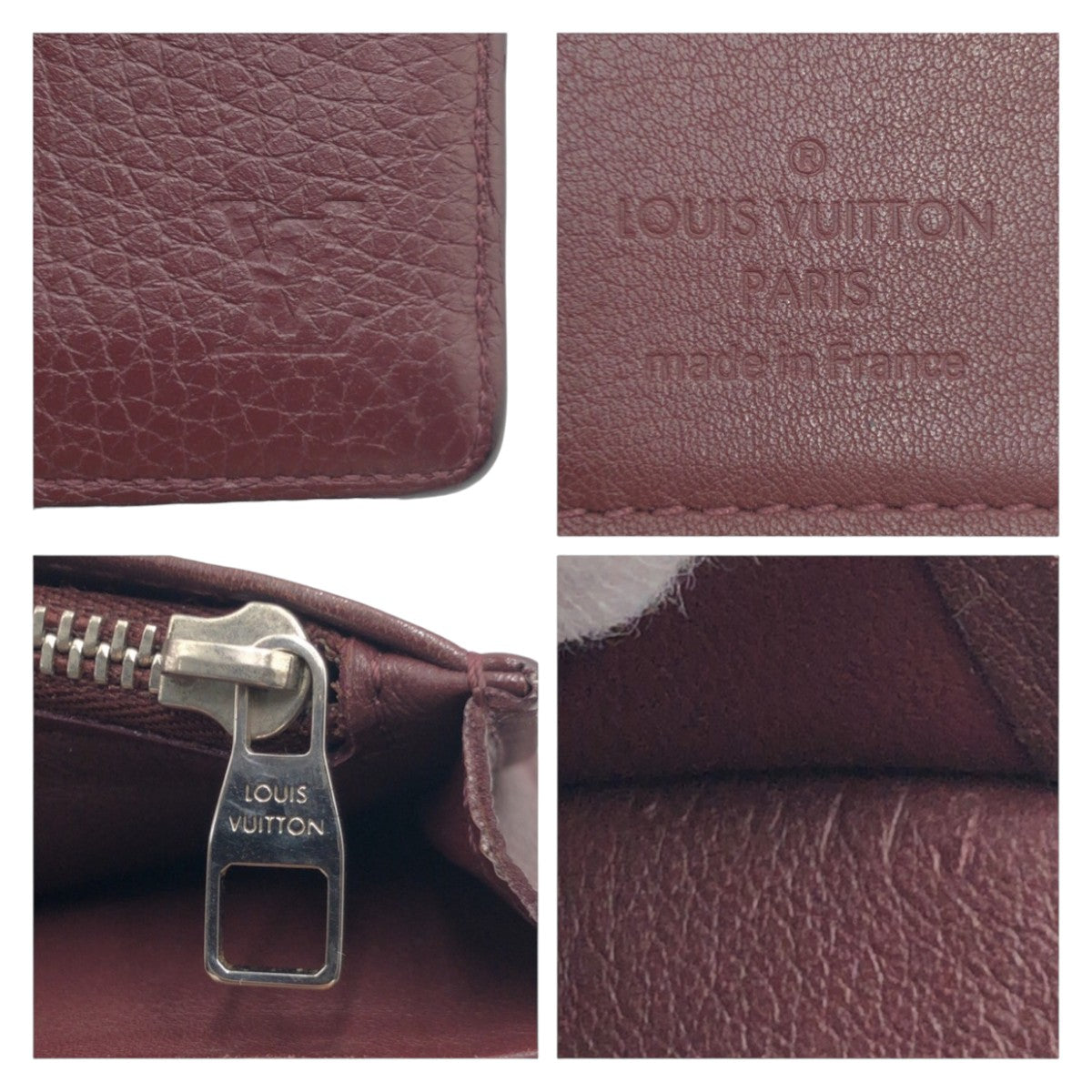 LOUIS VUITTON Long Wallet Purse M58202 leather Brown Silver Metal Long Wallet Purse Taurillon Clemence Portefeuille Braza mens Used Authentic