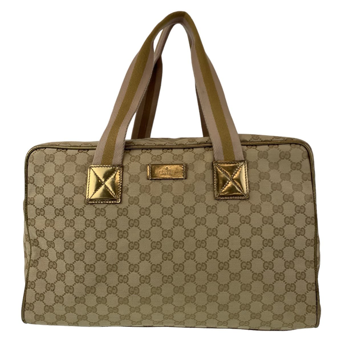 GUCCI Boston Duffel bag 153240 GG canvas Beige Gold Metal Boston Duffel bag Handbag Unisex GG pattern Women Used Authentic