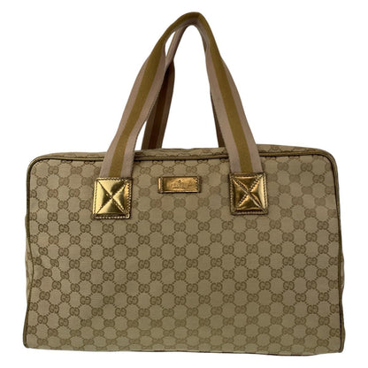 GUCCI Boston Duffel bag 153240 GG canvas Beige Gold Metal Boston Duffel bag Handbag Unisex GG pattern Women Used Authentic