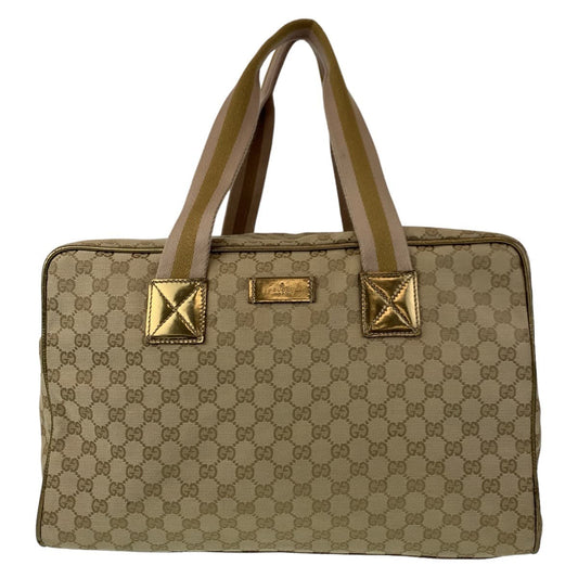 GUCCI Boston Duffel bag 153240 GG canvas Beige Gold Metal Boston Duffel bag Handbag Unisex GG pattern Women Used Authentic