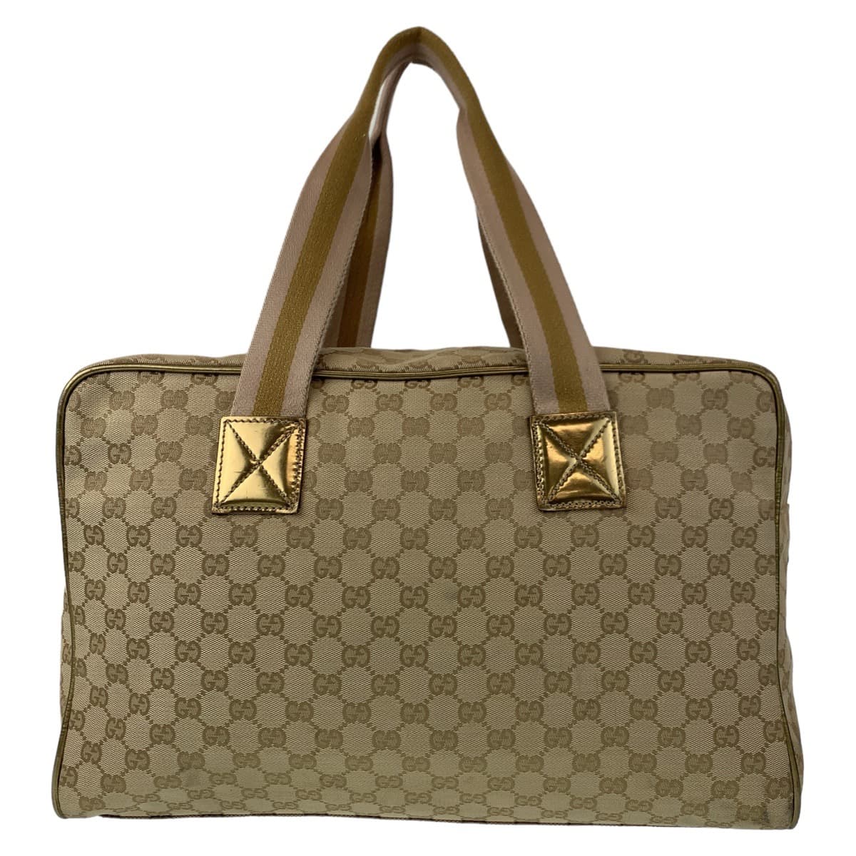 GUCCI Boston Duffel bag 153240 GG canvas Beige Gold Metal Boston Duffel bag Handbag Unisex GG pattern Women Used Authentic