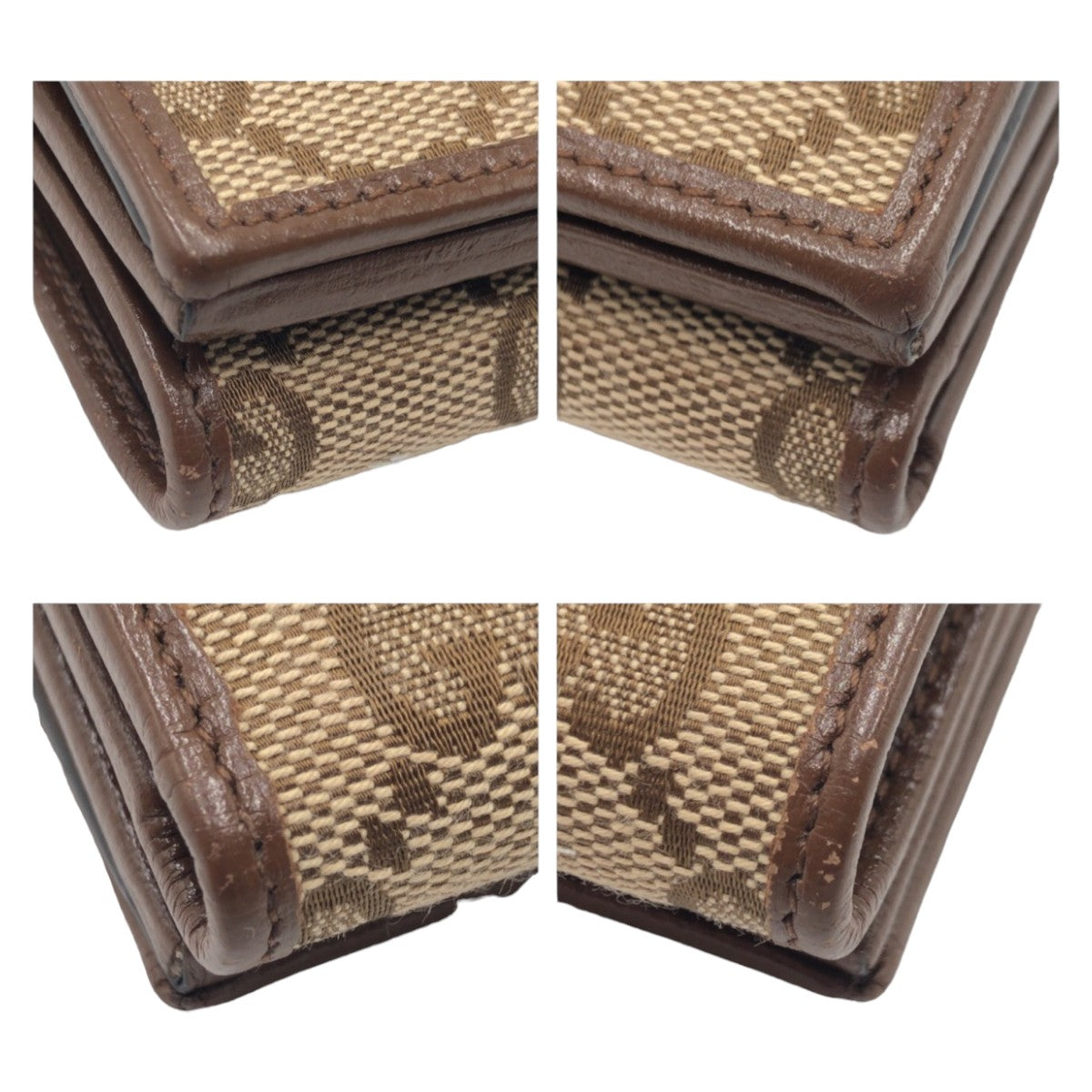 GUCCI Tri-fold wallet GG canvas Brown SilverMetal Folding wallet Compact wallet Balenciaga Collaboration The Hacker Project mens Used Authentic
