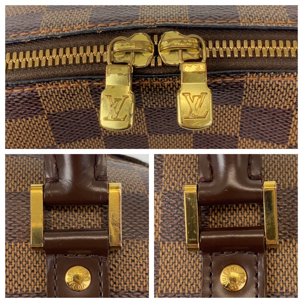 LOUIS VUITTON Handbag N41434 PVC Ebene Gold Metal Handbag Tote Bag Damier Rivera MM Women Used Authentic