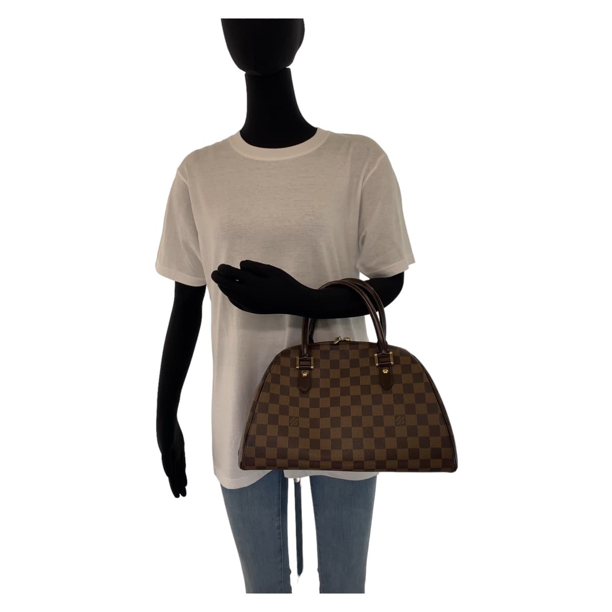 LOUIS VUITTON Handbag N41434 PVC Ebene Gold Metal Handbag Tote Bag Damier Rivera MM Women Used Authentic