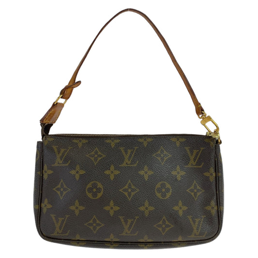 LOUIS VUITTON Handbag M51980 PVC Brown Gold Metal Handbag accessory pouch Monogram Pochette Accessoar Women Used Authentic