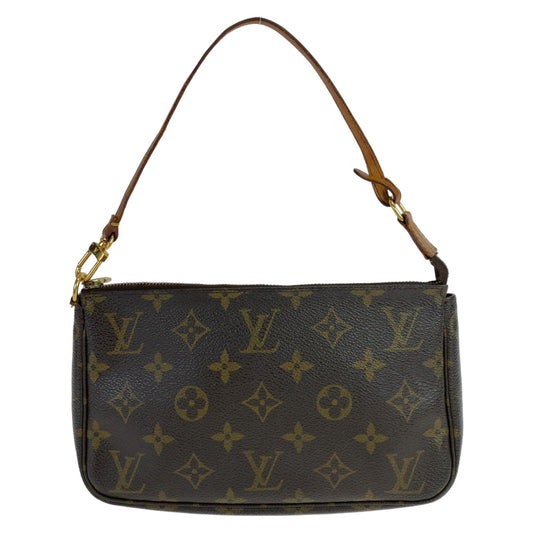 LOUIS VUITTON Handbag M51980 PVC Brown Gold Metal Handbag accessory pouch Monogram Pochette Accessoar Women Used Authentic