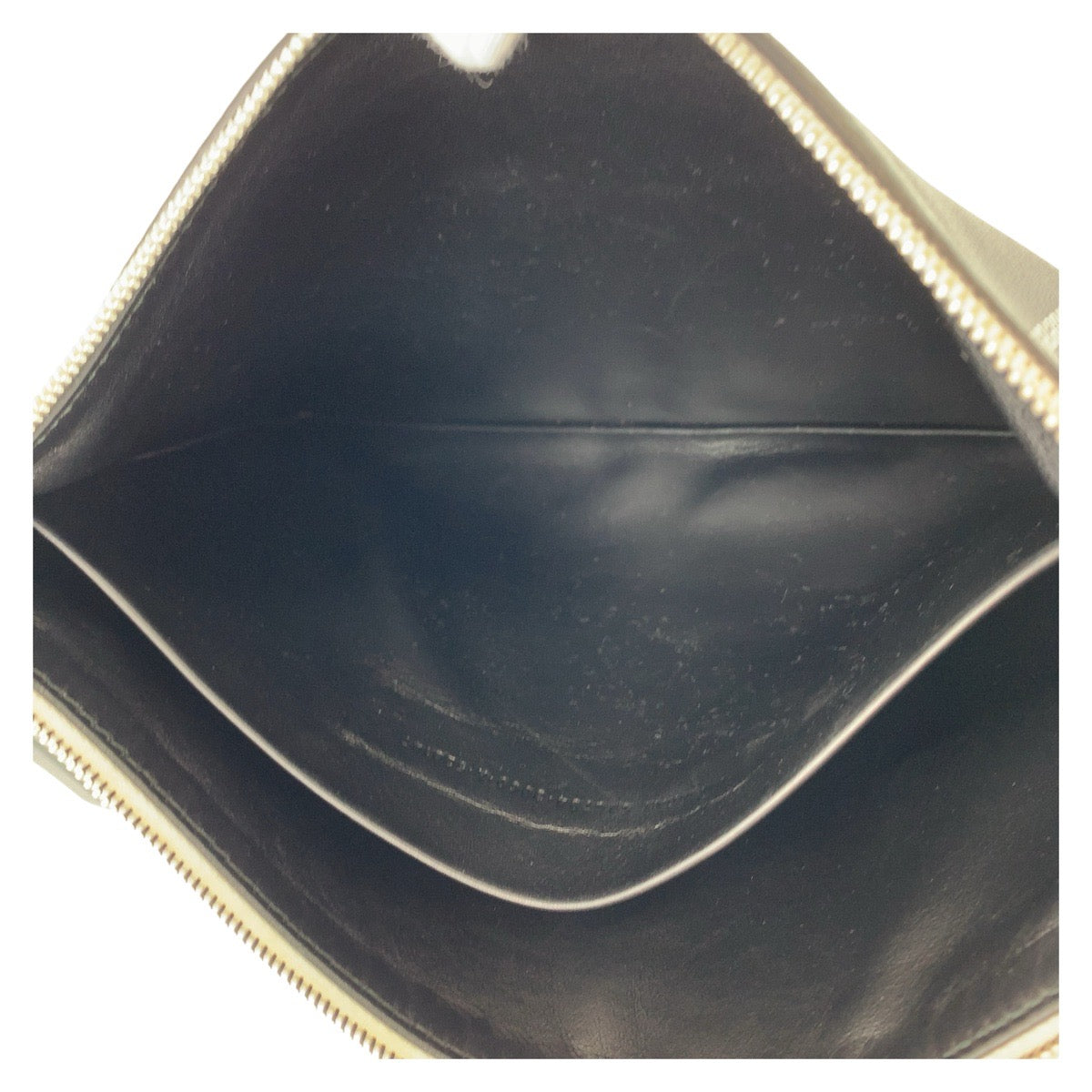 BALENCIAGA Clutch bag leather Black Green SilverMetal Clutch bag business bag Magazine Print mens Used Authentic