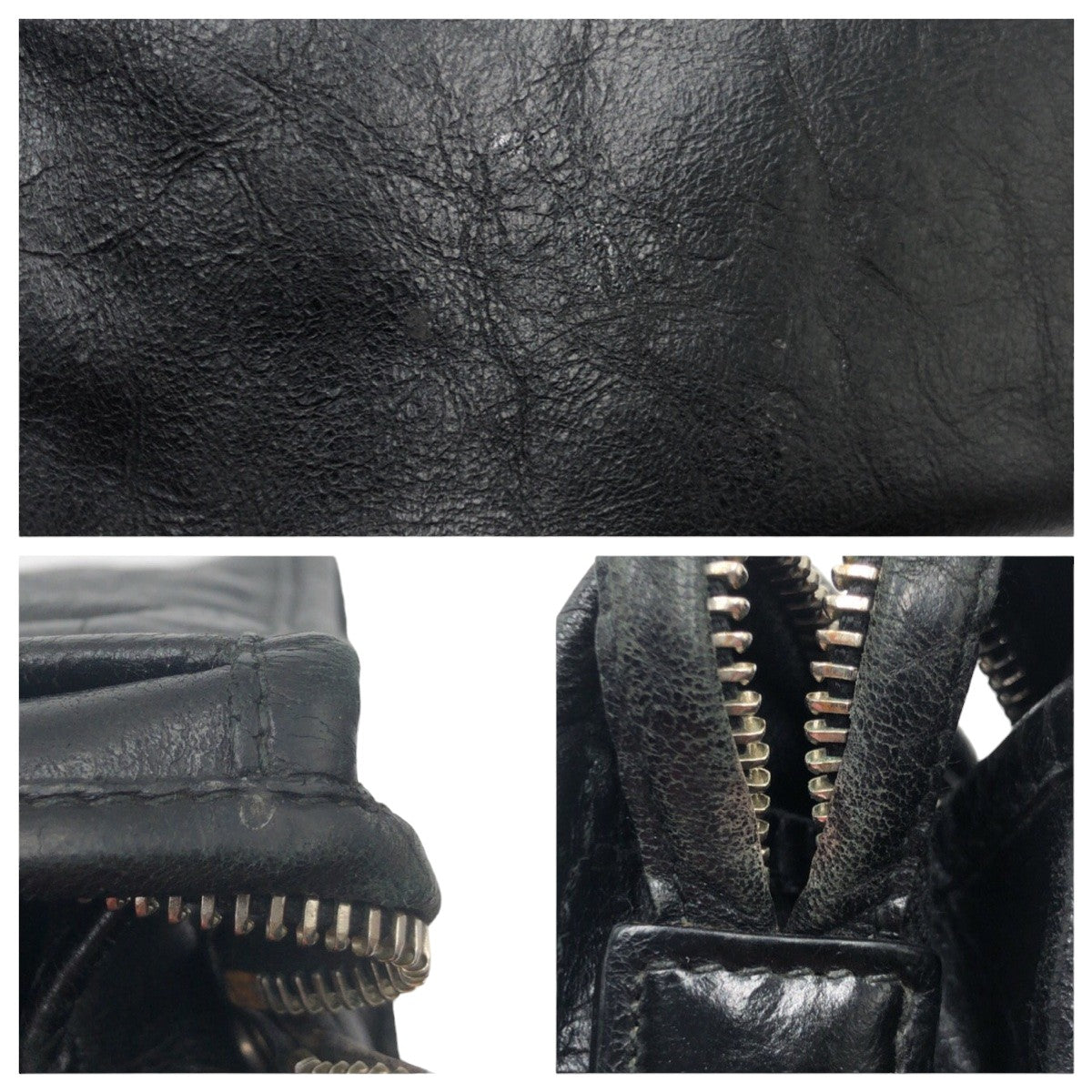 GUCCI Clutch bag leather black Clutch bag business bag Interlocking mens Used Authentic